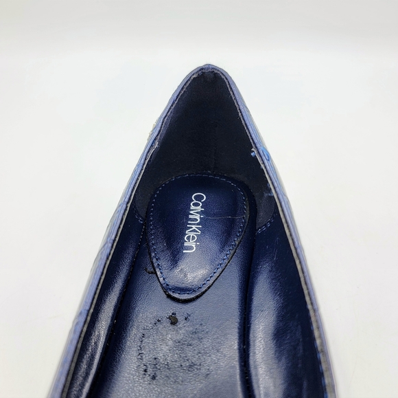 Calvin Klein Felice Ballet Flats Navy Faux Croc Embossed CK Logo Classic Casual - Picture 6 of 16